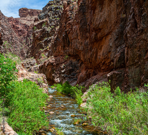 The North Kaibab Trail and Bright Angel Creek Running Through The Box, Grand Canyon National Park, Arizona, USA