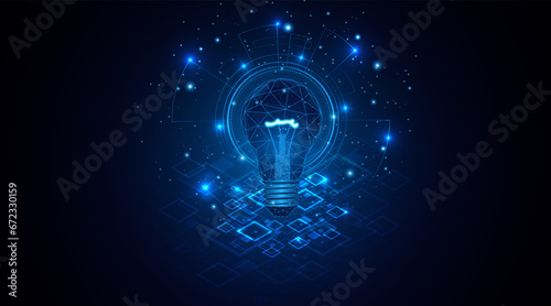 Electric or creative light bulb. Global internet connection concept for business. advanced digital technology 