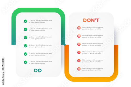 Do and dont infographic template frame modern style vector 10 eps