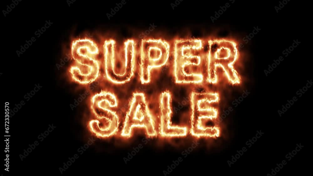 Mega Sale Fire Text animation seamless loop. 4K. Mega Sale Fire Text animation seamless loop. 4K.