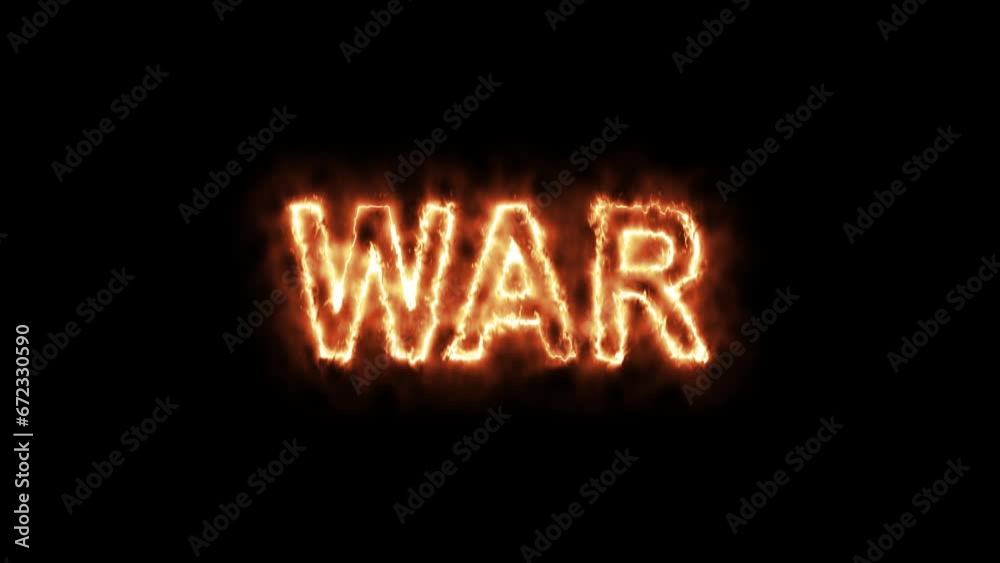 Animation Fire Text No War On Black Background in 4K. Animation Fire Text No War On Black Background in 4K.