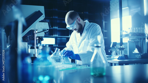 A medical laboratory technician conducts advanced laboratory tests. Generative AI