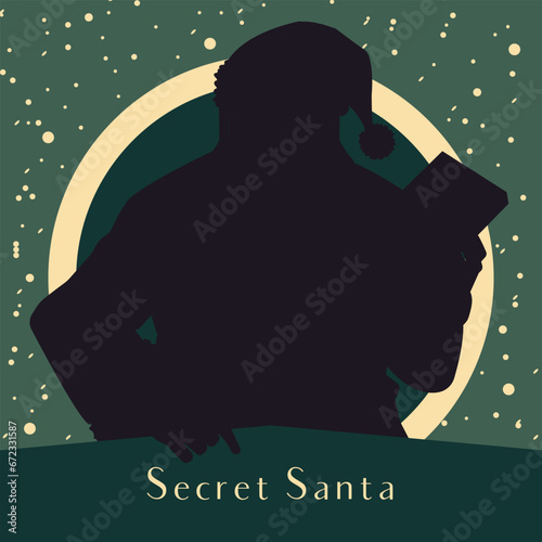 Vector banner Secret Santa for traditional Christmas gift exchange.
