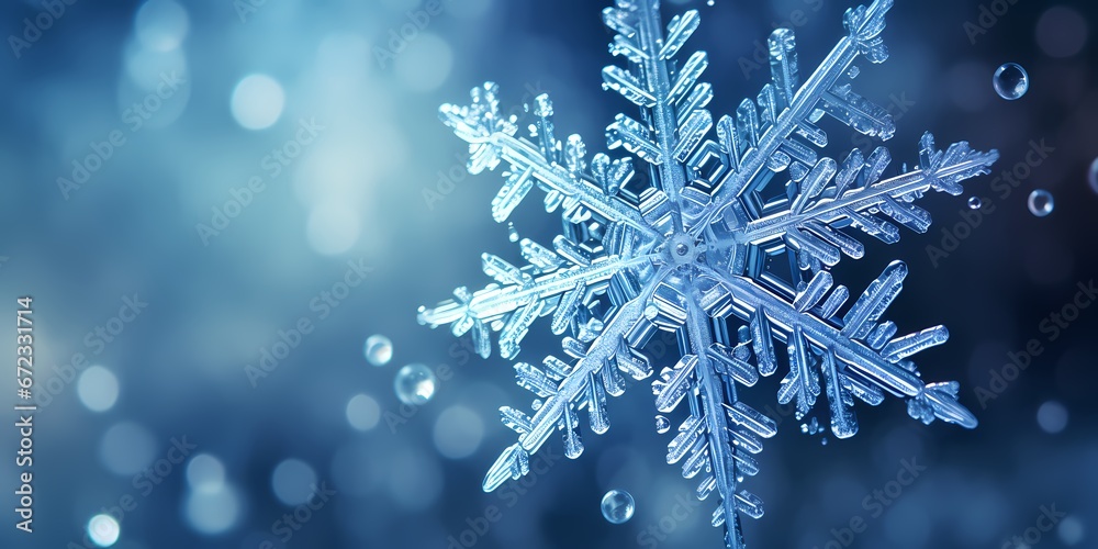 A close-up macro shot of a snowflake background - generative ai A close-up macro shot of a snowflake background - generative ai