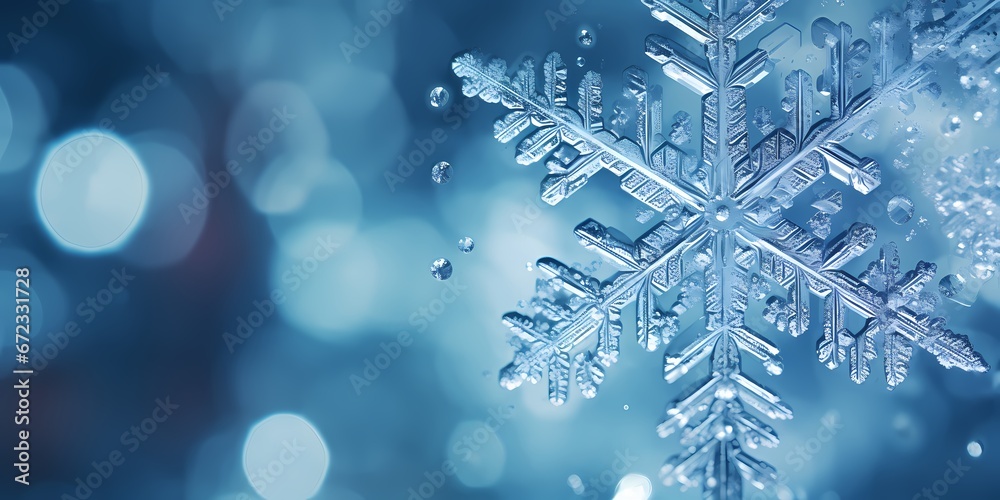 A close-up macro shot of a snowflake background - generative ai A close-up macro shot of a snowflake background - generative ai