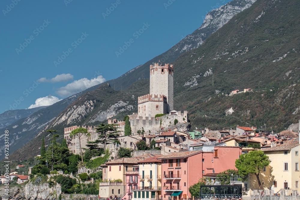 Beautiful shot of the historic Malcesine Castle over looking Lake Garda in Italy