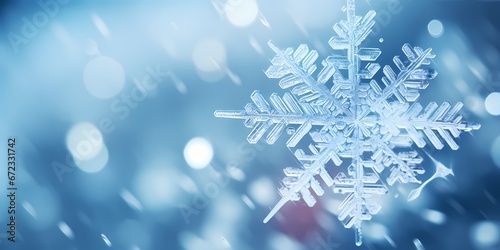 A close-up macro shot of a snowflake background - generative ai © Lukasz Czajkowski