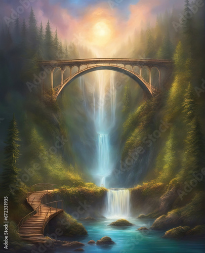 Bridge over a waterfall