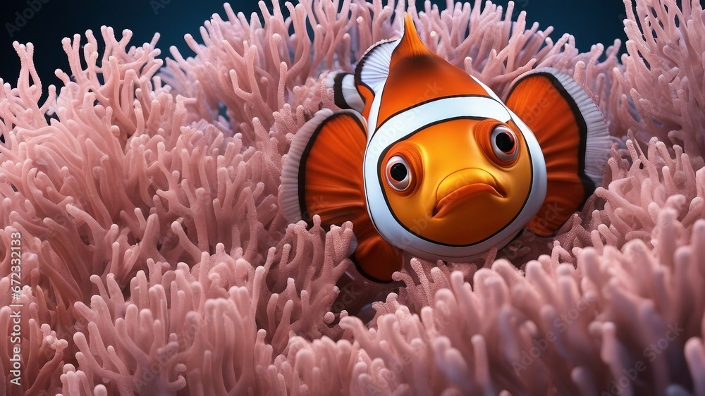 fish on reef Clownfish swimming among the soft coral anemone fish on reef Clownfish swimming among the soft coral anemone