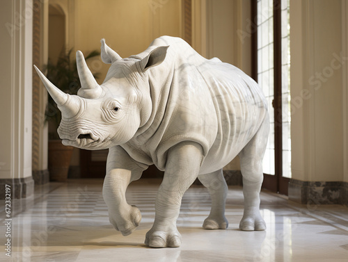 A Marble Statue of a Rhino