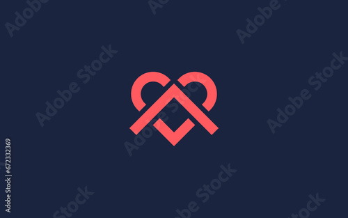 letter a with heart logo icon design Vector design template