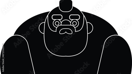Cartoon Black and White Isolated Illustration Vector Of A Mans Face And Neck Portrait