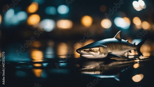 fish in the water at night Small Fish With Ambitions Of A Big Shark - Business Concept 