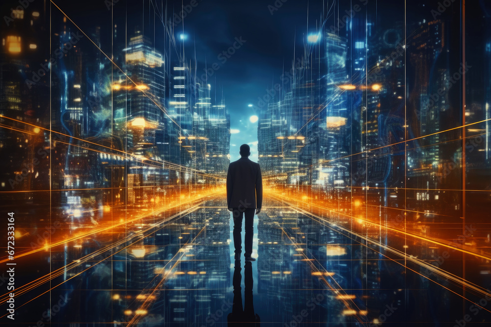 Fototapeta premium Schematic electronic draft server room information communication technology background.