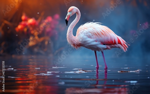 Flamingo bird in the wild. Wildlife scene from nature.