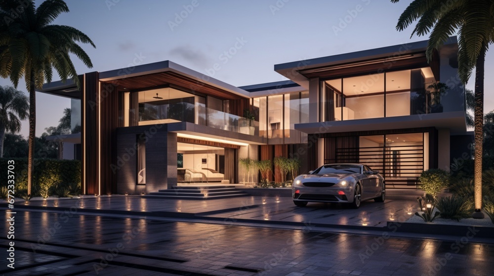 Modern style home with amazing front entrance from driveway 8k,