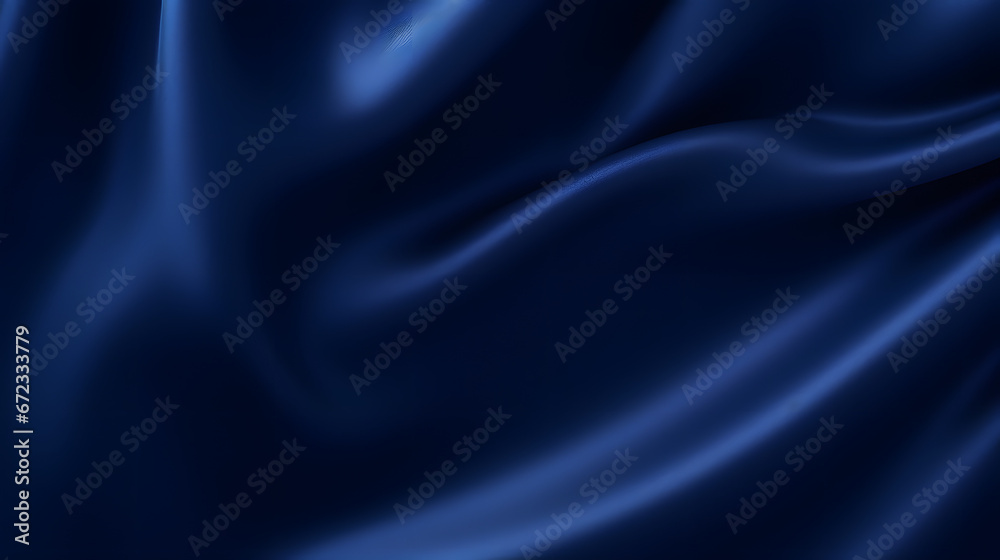 Obraz premium Abstract dark blue background. Silk satin. Navy blue color. Elegant background with space for design. Soft wavy folds.
