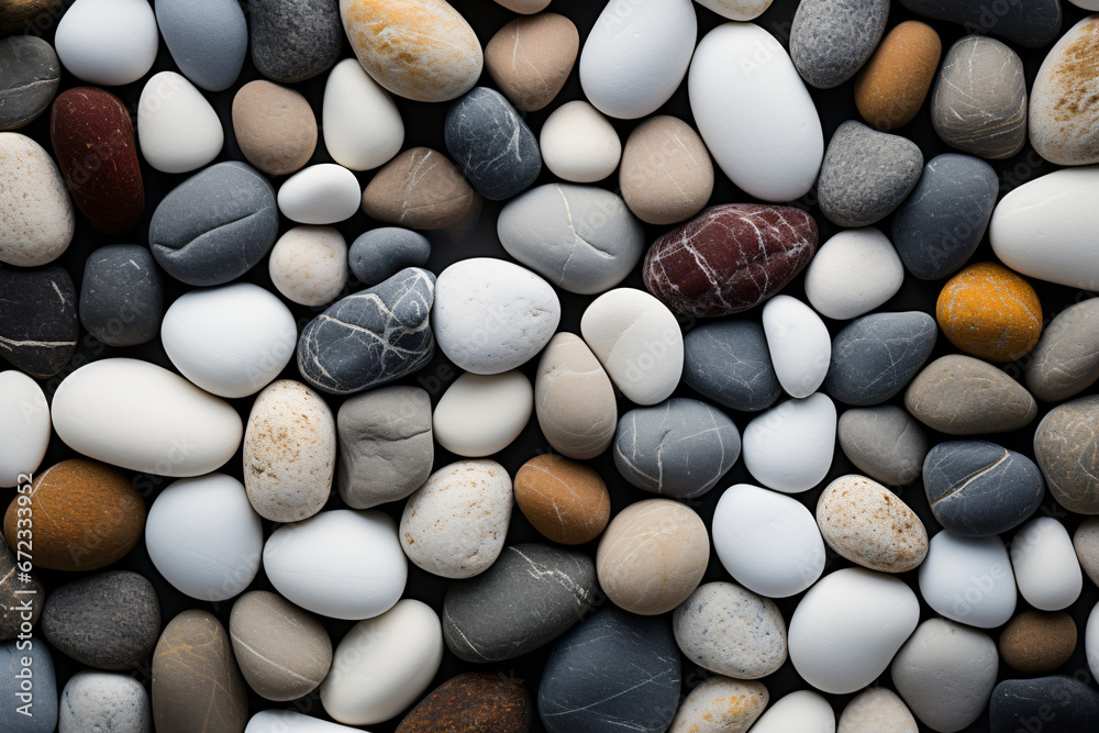 Multi-colored pebbles with intricate patterns and textures Multi-colored pebbles with intricate patterns and textures