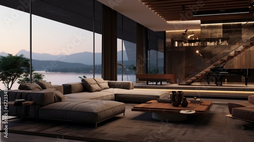 Modern villa, interior, detail living room 8k, © Creative artist1