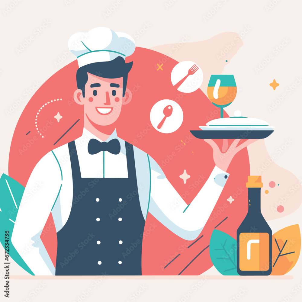 Vector Illustration of Waiter's Day Vector Illustration of Waiter's Day