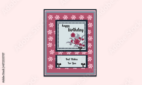 ''Happy Birth day'' multilayer floral  gift card design.