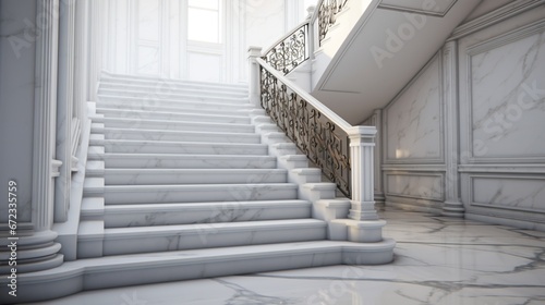 Modern white marble stairs for luxury interior 8k, © Creative artist1