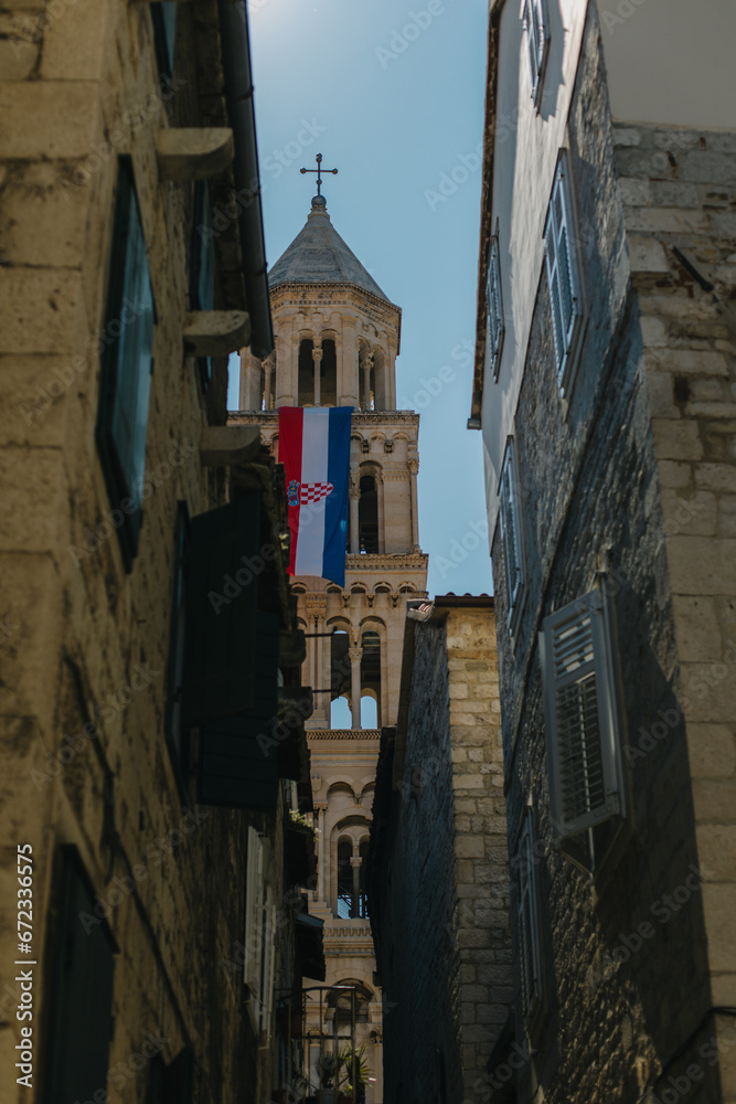 Old church on a sunny day in the old town of Split, Croatia.