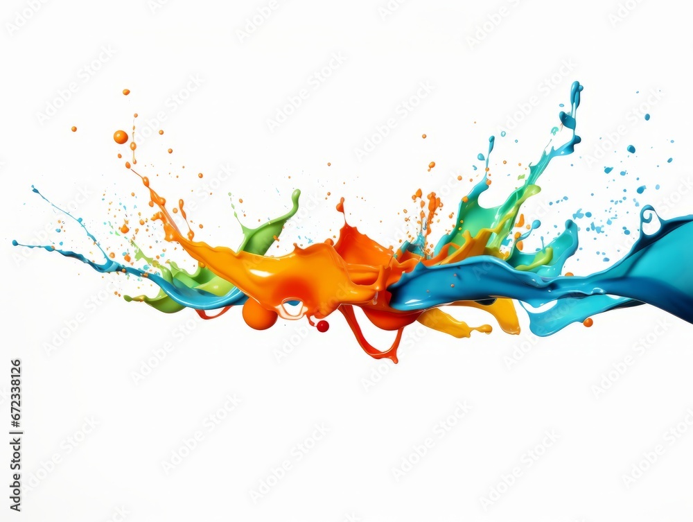 mix color paint splash on white background