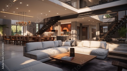 Open living space in modern house 8k,