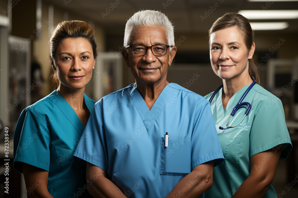 Serious healthcare professionals standing in a hospital Serious healthcare professionals standing in a hospital