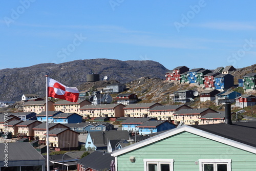 Colourful houses on a mountain in Greenland