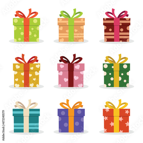 Set of Gift Boxes with Different Colors photo