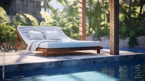 pool bed beside the pool for relax 8k,