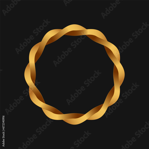 Twisted golden ring.  logo icon, bran identity, business emblem. Vector design.