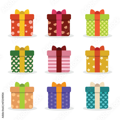 Set of Gift Boxes with Different Colors photo