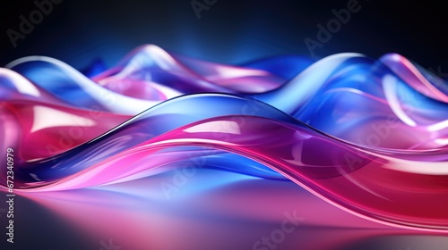 Abstract futuristic background with pink blue glowing neon moving high speed wave lines and bokeh lights. Data transfer concept.