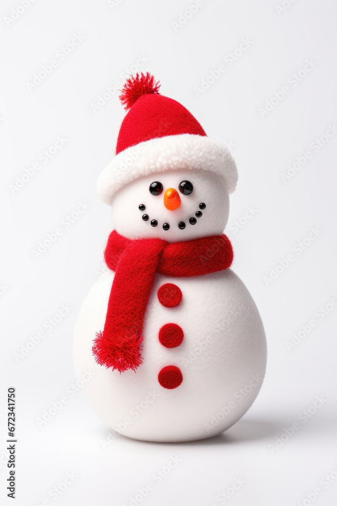 Felt Christmas Snowman on a white background
