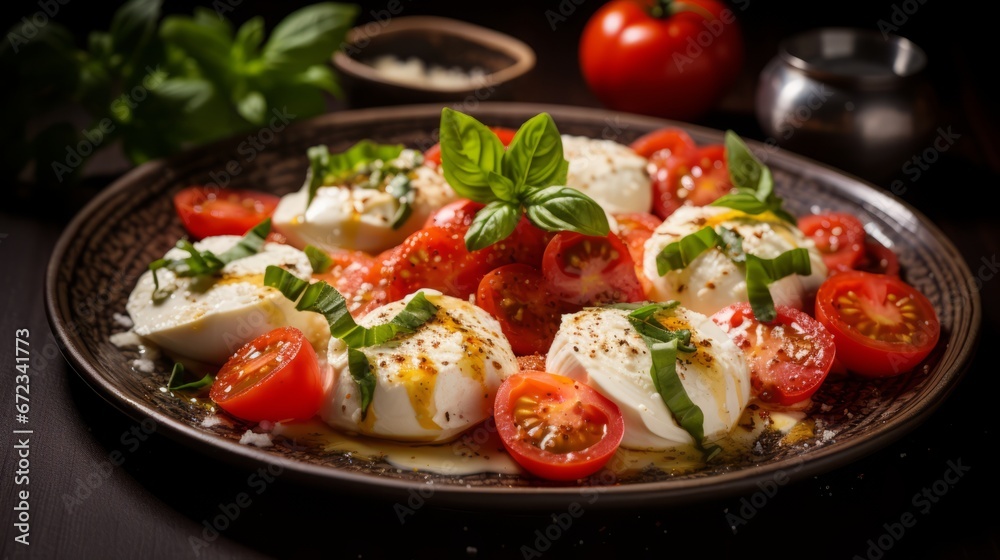 caprese salad with mozzarella and tomato ai generated image caprese salad with mozzarella and tomato ai generated image