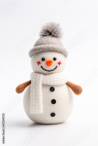 Felt Christmas Snowman on a white background © Venka