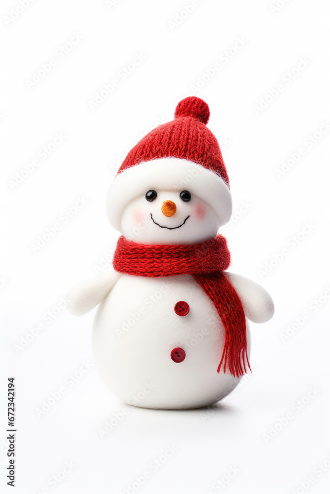 Felt Christmas Snowman on a white background