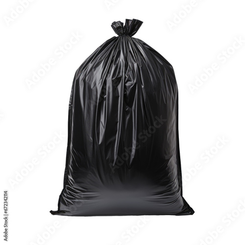 black garbage bag isolated on transparent background photo