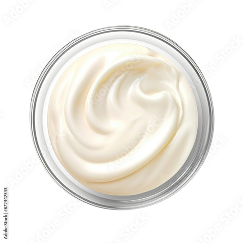 glass bowl filled with cream isolated on transparent background, png