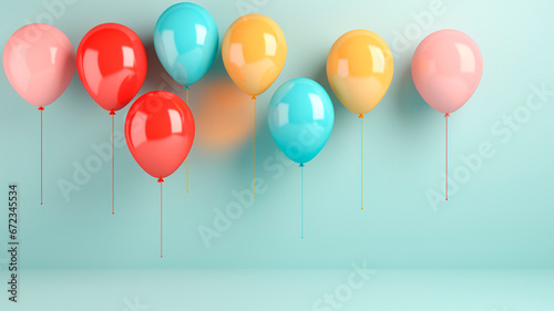 Multicolored Birthday Balloons  delicate background   minimalism. Generative AI