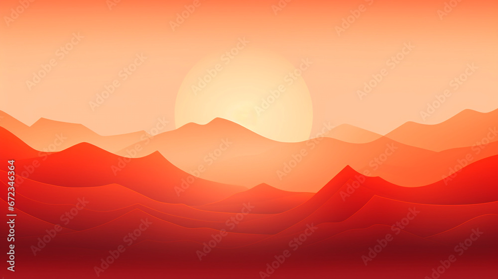  Sunset sands, smooth lines, simple background in pink colors, minimalism style. Generative AI