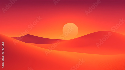  Sunset sands, smooth lines, simple background in pink colors, minimalism style. Generative AI photo