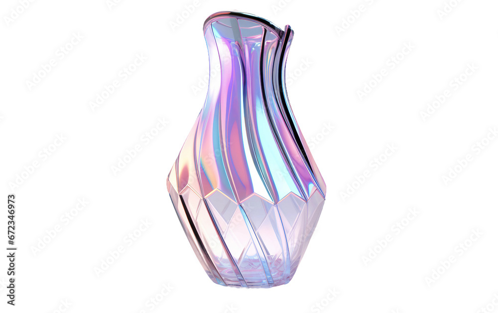 Sci-Fi Holographic Vase in 3D, on transparent background