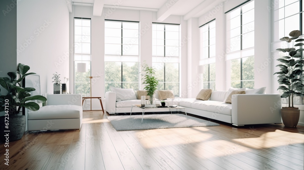 Minimalist house interior design of living room. AI generated image