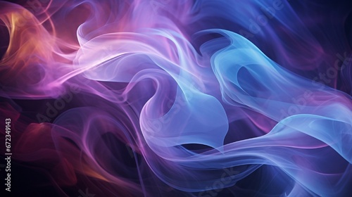Smoke tendrils imbued with iridescent hues against a dark backdrop.