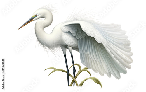 Enchanted Egret in Flight 3D, on transparent background
