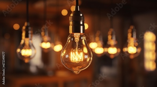 Beautiful vintage luxury light bulb hanging decor.Generative AI